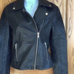 Genuine Leather Barneys Originals  UK 10 US 6?  Black Moto Jacket